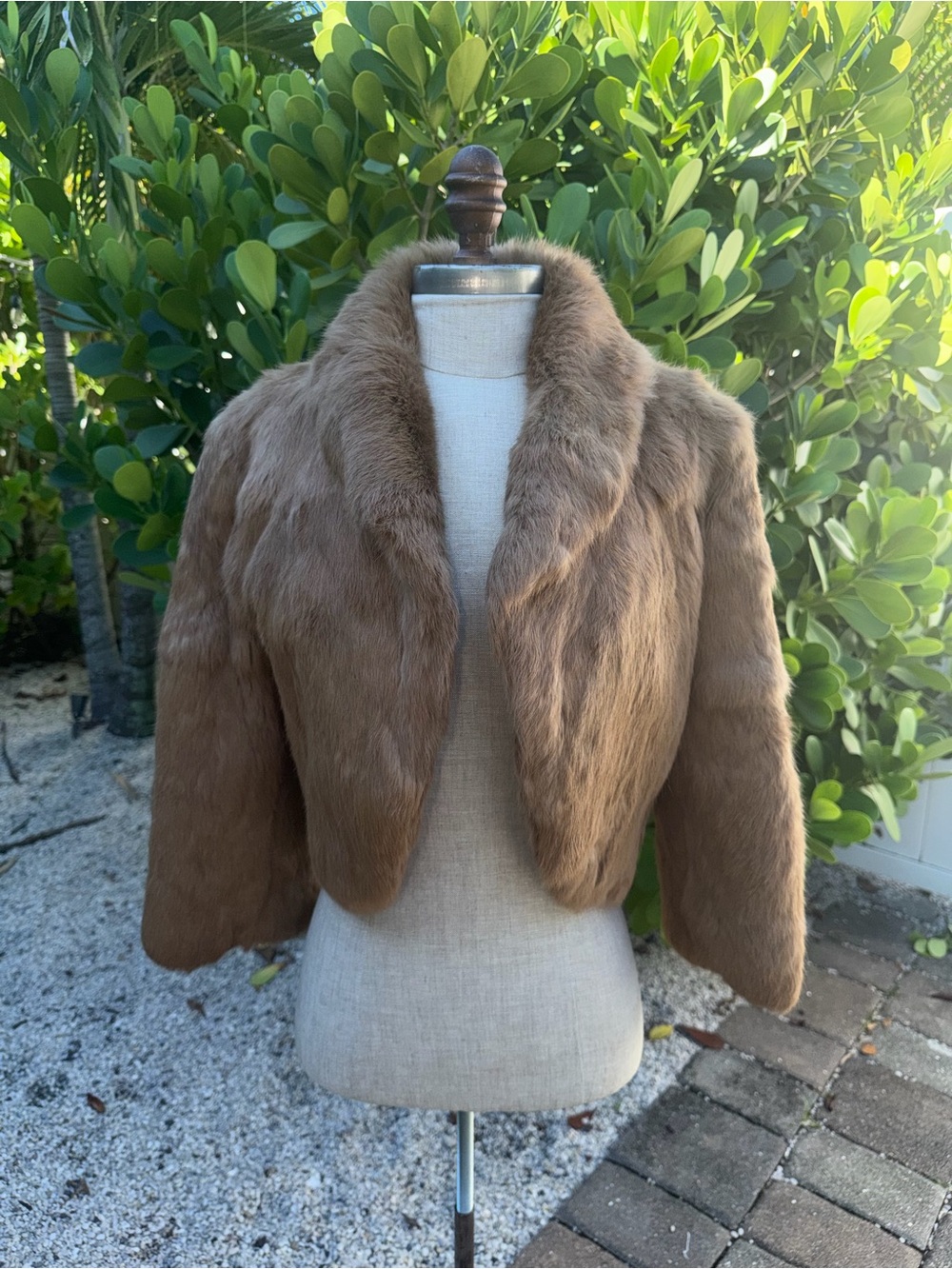 y2k Patrizia Luca Rabbit Fur Cropped Jacket in Camel